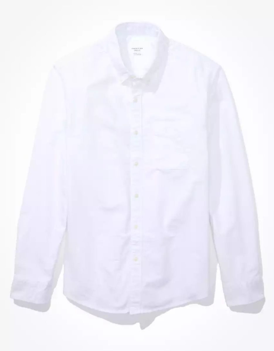 Hauts Flanelle American Eagle AE Everyday Oxford Button-Up Shirt Blanche Homme | ZQL-60242316